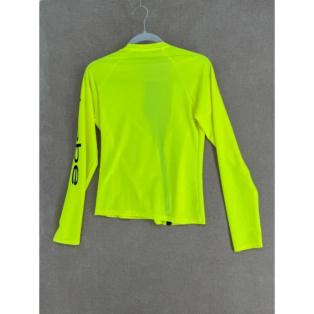 Bebe Womens Long Sleeve Rash Guard Citrus Neon Yellow Full Zip Swim Top BB1343SW